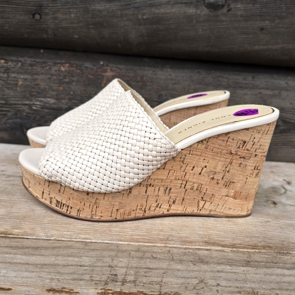 Etienne Aigner Daiquiri Costal Boho Luxe Mule Platform Cork Wedge Sandals 8.5M - Picture 4 of 16